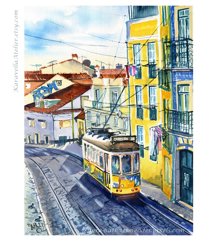 Lisbon Tram 28 artwork by Dora Hathazi Mendes