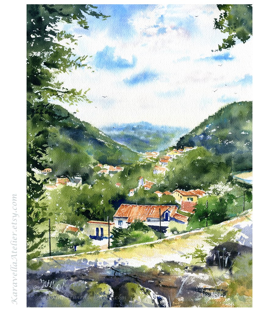 Vale do Geres in Portugal Painting by Dora Hathazi Mendes