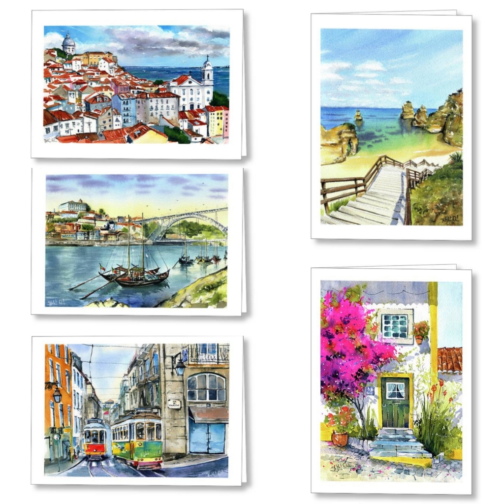 Portugal Paintings Greeting Cards by Dora Hathazi Mendes